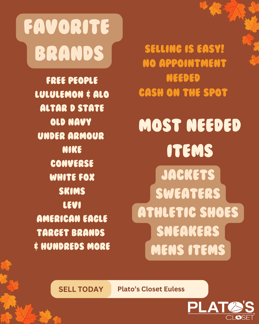fall picture describing our most needed items.